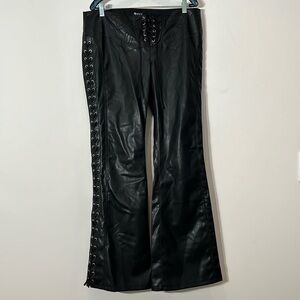 New Generation Kiss Butterfly lace up vegan leather flare leg pants plus xxl